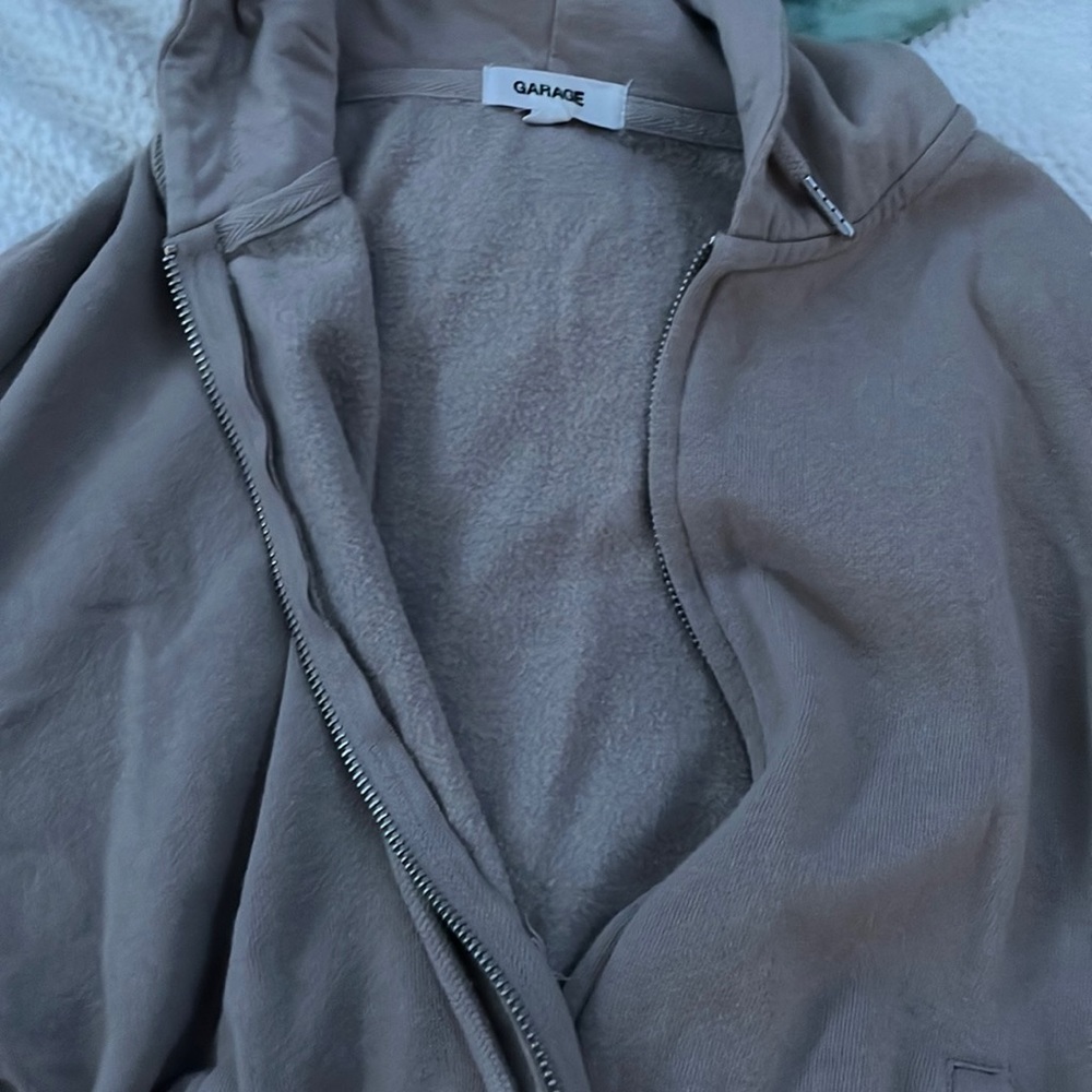 brown garage zip up cropped